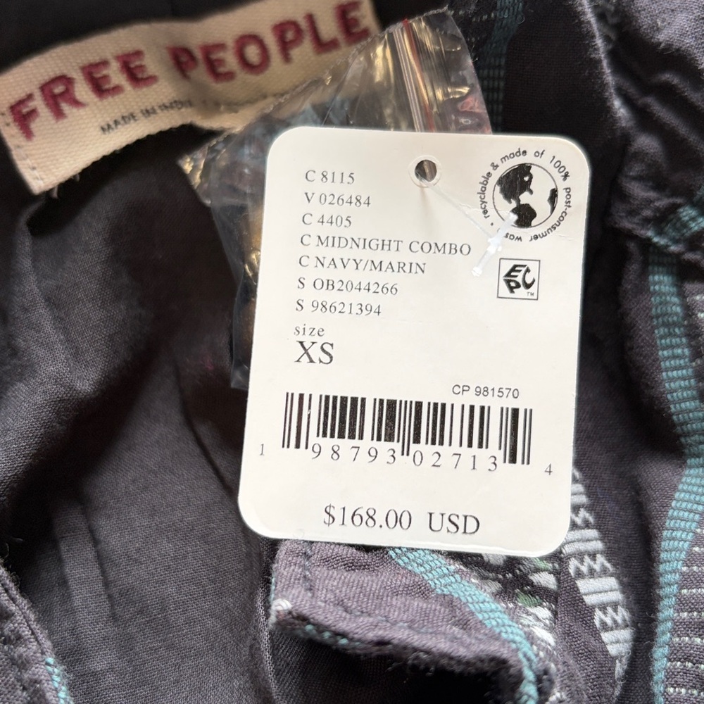 Free People Sorel Cottage Jacket Black Green Victorian Floral Stripe Sz XS NEW - Picture 11 of 13